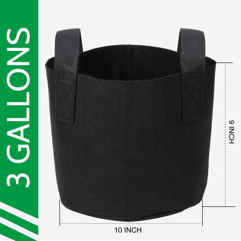 JERIA 12-Pack 3 Gallon, Vegetable/Flower/Plant Grow Bags, Aeration Fabric Pots with Handles (Black), Come with 12 Pcs Plant Labels - Image 2